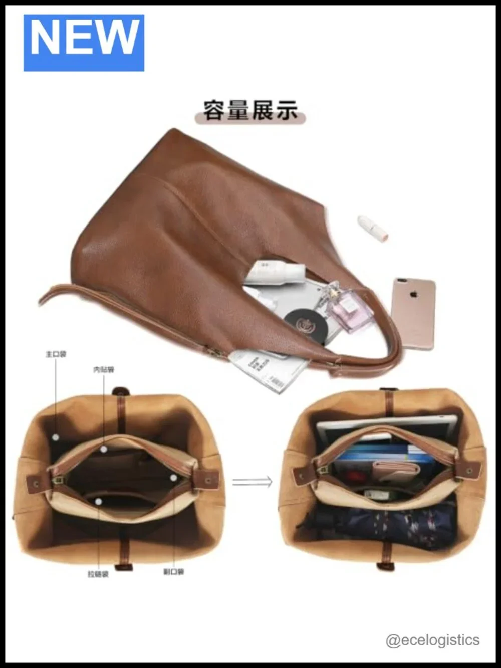 Genuine Leather Women's Slouchy Hobo Tote Bag, Oversized Shoulder Handbag